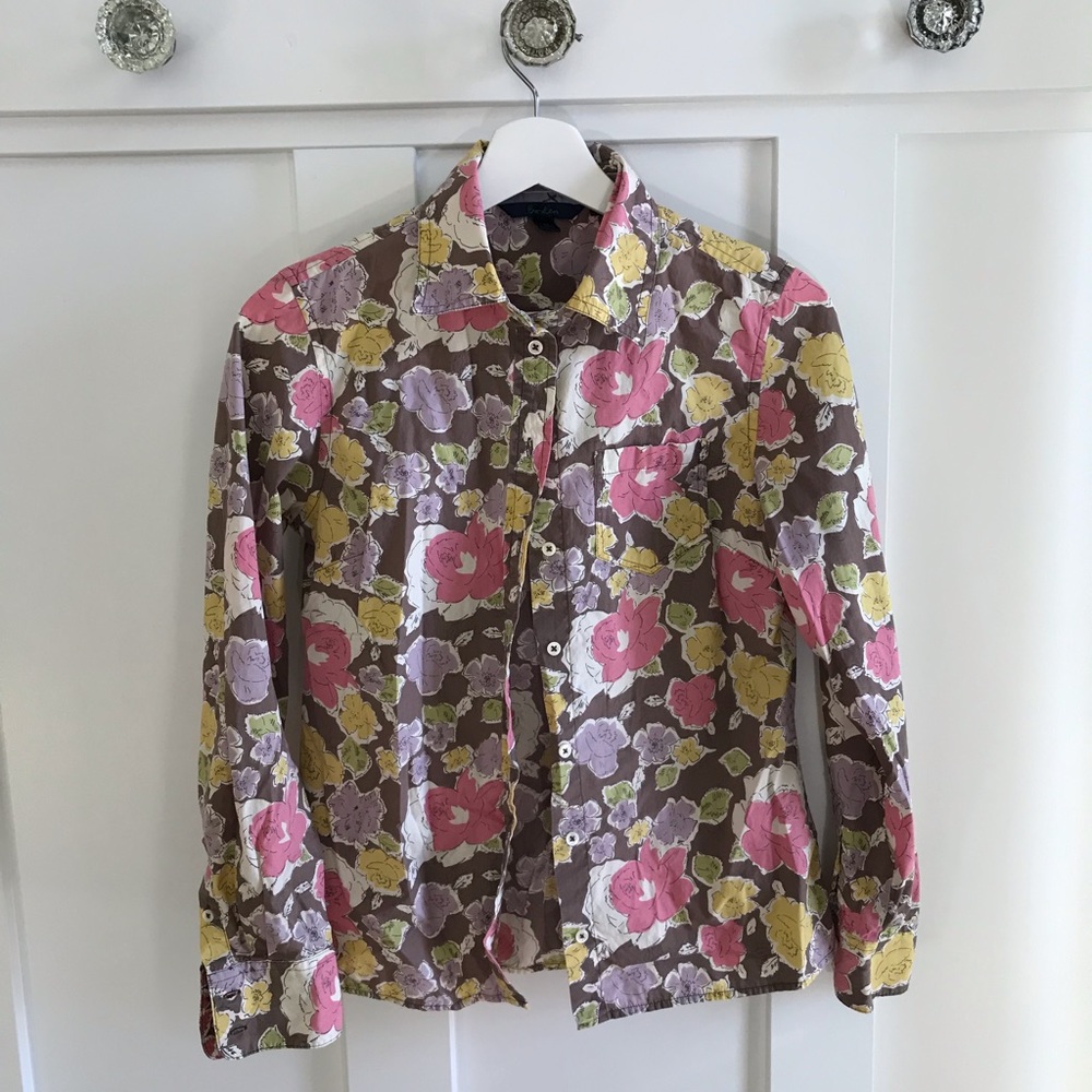 Boden floral button down top UK8 $15
